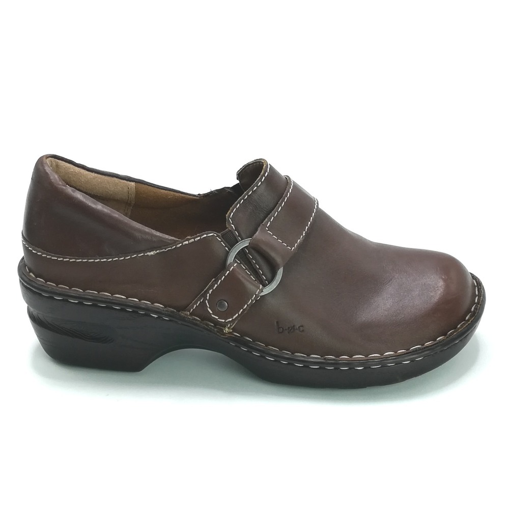 B.O.C. Born Concept Shoes Womens Clog Ansen Buckle Brown‎ Leather Slip On 10